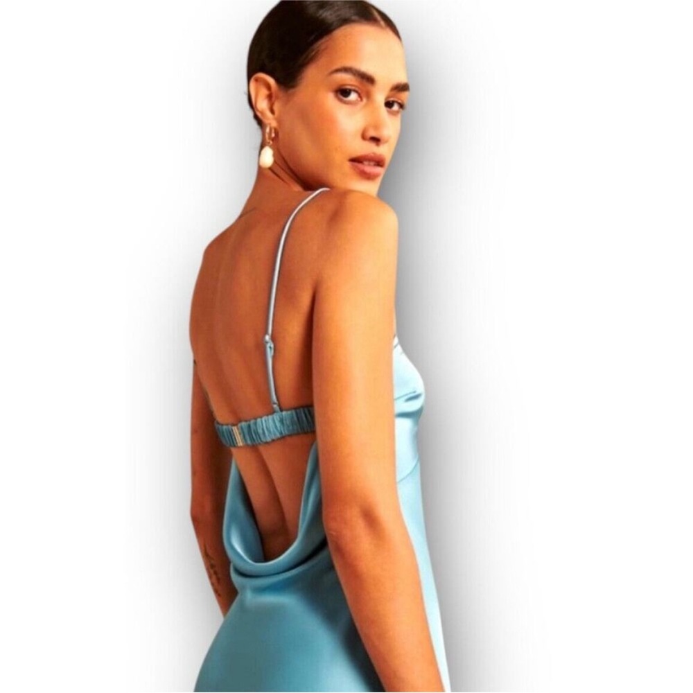 Elegant Blue Satin Dress